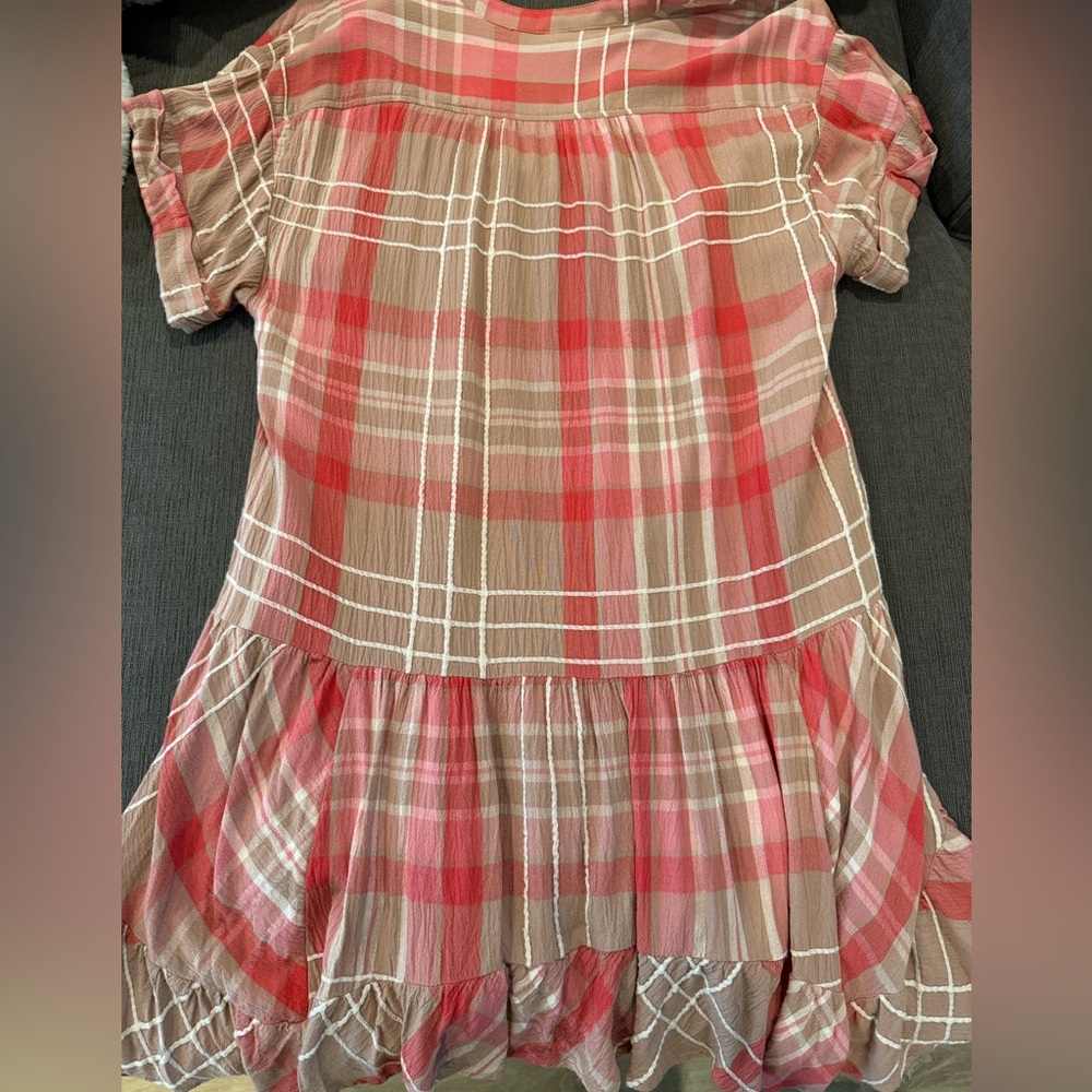 Free People Agnes Plaid Asymmetric Hem Minidress- Size Small - Picture 3 of 3